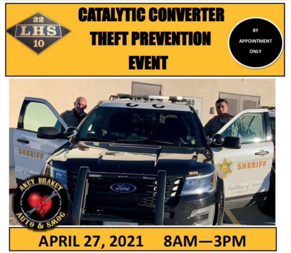 Lost Hills Station Hosting Second Catalytic Converter Theft Prevention Event